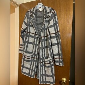 Long Plaid Cardigan Coat